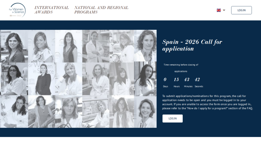 L’Oréal-UNESCO For Women in Science 2026: 5 Premios de 15.000€ – captura participación